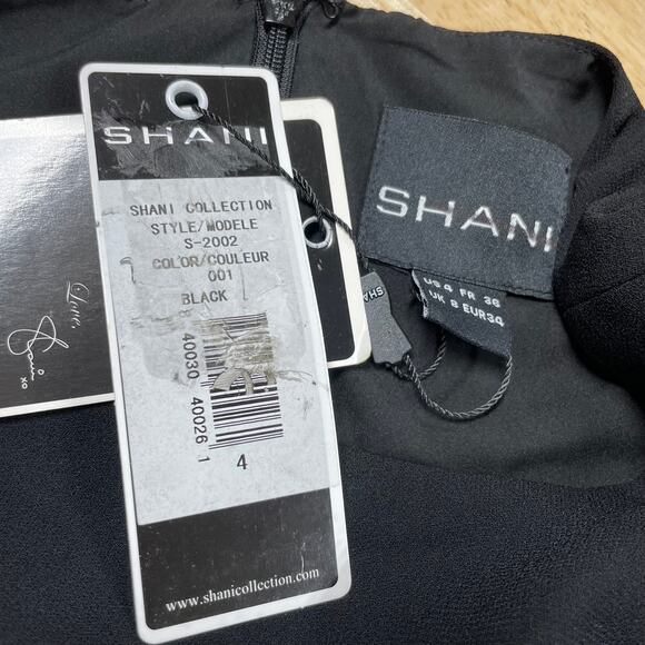 Shani NWT Lace-Trim Crepe Fit & Flare Dress Black Size 4 Crepe Career Wedding - Picture 6 of 10